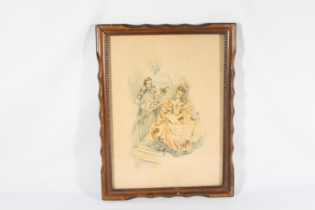 Vintage Framed Print of Courting Couple