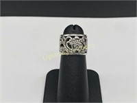 STERLING SILVER FILIGREE RING WITH HALLMARKS