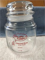 Advertisement Lidded Glass Jar - (Heritage Bank
