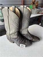 Leather Gray Cowboy Boots,8.5D U234