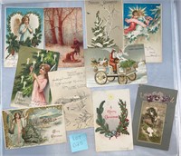 10 Christmas Antique/Vintage Postcards Ephemera