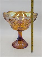 Vtg Large Indiana Glass Carnival Pedestal Bowl