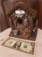 Bird House in Resin with cleanout access at bottom