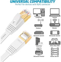 Cat 7 Flat Ethernet Cable-White