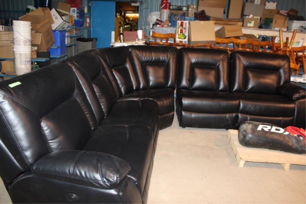 Leather Double Recliner , 5pc Couch Set, estate