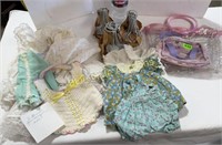 Different sizes doll clothes, doll stands, doll