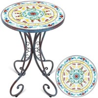 Frstem Mosaic Patio Table and Plant Stand, Outdoor