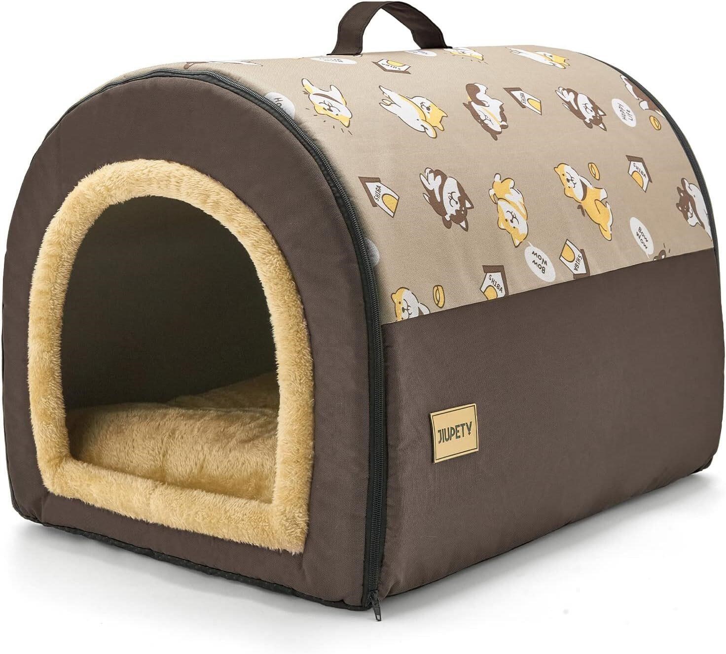 Jiupety Dog House Cozy  2 in 1  M Size  Brown