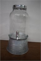 Glass Beverage Dispenser On Galvanized Base