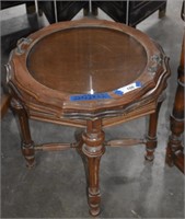 Vtg Wood Occasional Table w/Removable Glass Tray