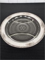 WATSON 10.5" sterling silver & cut glass dish