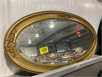 45" LONG GOLD PAINTED WOOD FRAME OVAL MIRROR