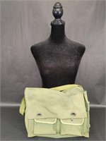 Plum Blossom Green Canvas Satchel Bag