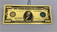 U.S Collectible Gold Bill