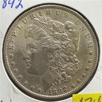 1892  Morgan Silver Dollar AU