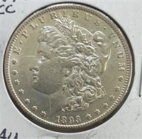 1893CC  Morgan Silver Dollar AU