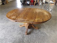 SOLID OAK DINING 42" ROUND TABLE with LEAF
