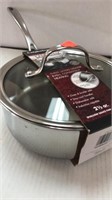 2.5qt Shallow Stainless Steel Saucepan & Lid