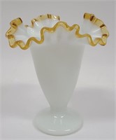 Fenton Trumpet Gold Crest Ruffled 6" Vase