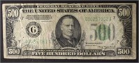 1934A $500 FEDERAL RESERVE NOTE VG