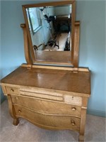 Antique Birds Eye maple dresser with mirror