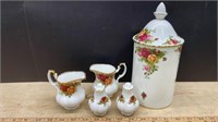 Royal Albert Old Country Rose 2 Creamers, Salt &