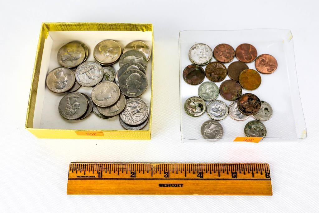 Assortment Of Quarters Dimes Nickels & Pennies