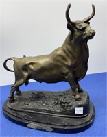 Bronze Bull Statue By B Gardet 15” h