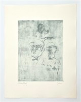 Jack Levine signed original etching "Thieves"