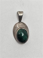 Modernist Sterling Silver Pendant with MALACHITE