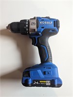 Kobalt 24 V brushless Drill, battery and charger