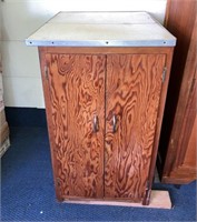 Wood Storage Cabinet/Metal/Formica-Linoleum Top