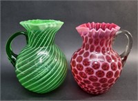 PAIR OF OPALESCENT GLASS PITCHERS