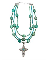 Barse Sterling Cross Turquoise Necklace