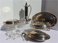 Silver Plate Lidded Condiment Serving Trays