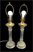 Pair of Glass & Brass Table Lamps