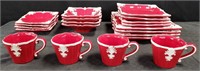 Set of red dishes made in Portugal