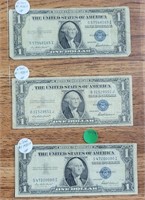 3 1935-F $1 SILVER CERTIFICATES
