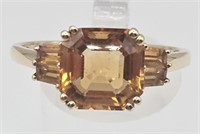 14K Gold with Citrine/Amber Stone