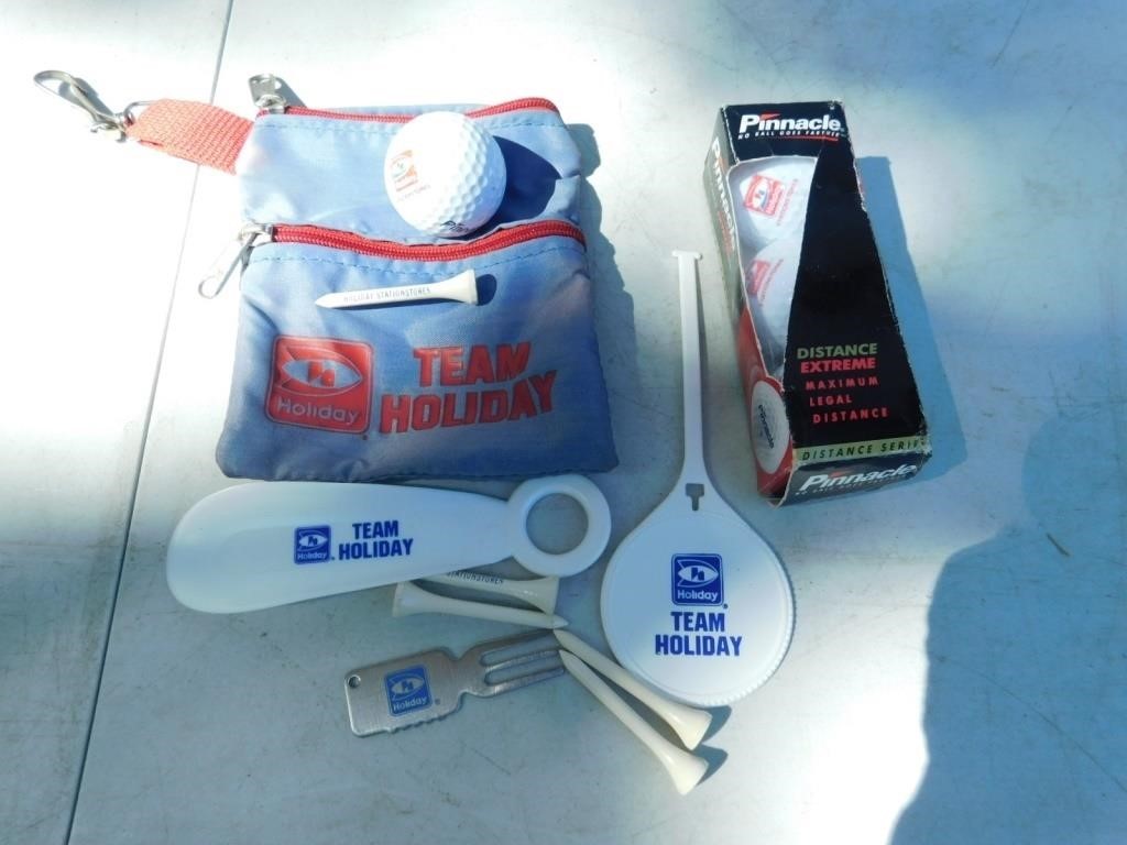 Holiday Gas Station golf items.