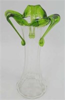 Art Nouveau green glass vase