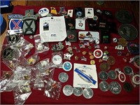 Military pins, tokens and medals