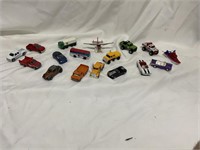 17pc Matchbox Cars and Trucks, Helicopter, Boat