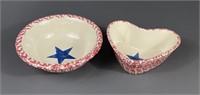 Henn Pottery Red Spongeware Serving Bowls