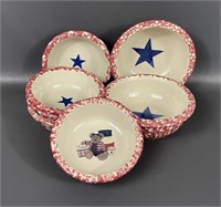 Seven Miscellaneous Henn Spongeware Bowls