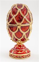 Faberge Style Red Enamel Musical Easter Egg