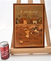 Cadre en bois Tintin au Madagascar, art populaire