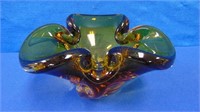 Heavy Amber Art Glass Bowl / Ashtray