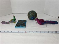 Sparkly Peacocks with Notebook and accessory