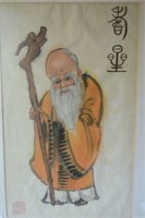 Chinese ink picture of a standing wise man,